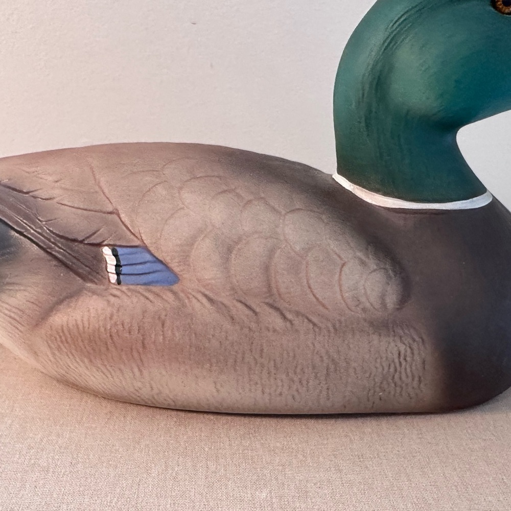 Handcrafted Ceramic Mallard Duck Sculpture - Green and Brown - Picture 9 of 13